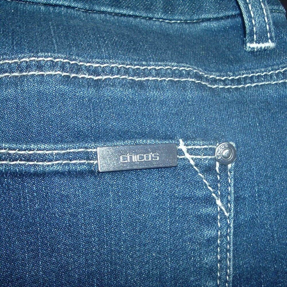 Chico's So slimming SEQUINS Girlfriend Ankle Jeans 2.5 LG Size 14 FANCY! - Picture 7 of 7